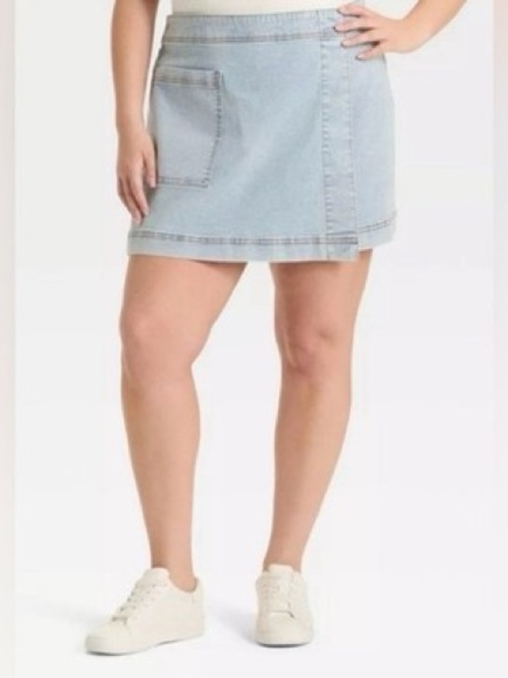 Ava & Viv Light Wash Denim Mini Skort